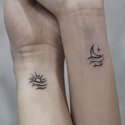 Sun and Moon Couple Tattoos