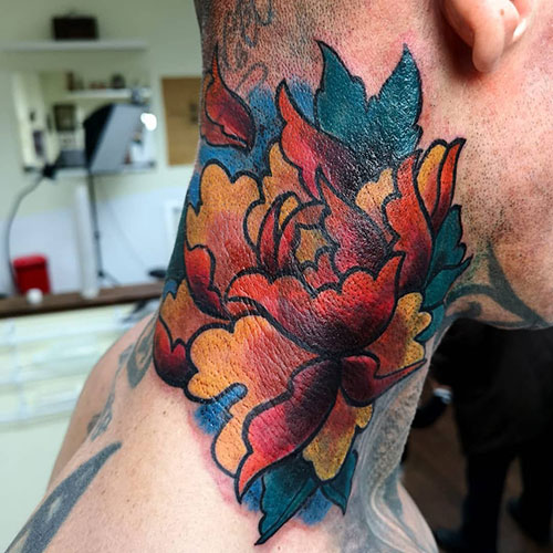Colorful Neck Tattoo Ideas For Guys