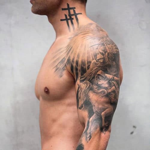 Cross Tattoo on Neck For Guys