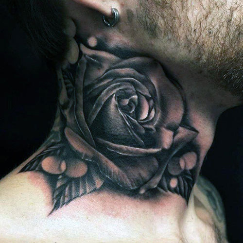 Rose Neck Tattoos For Guys