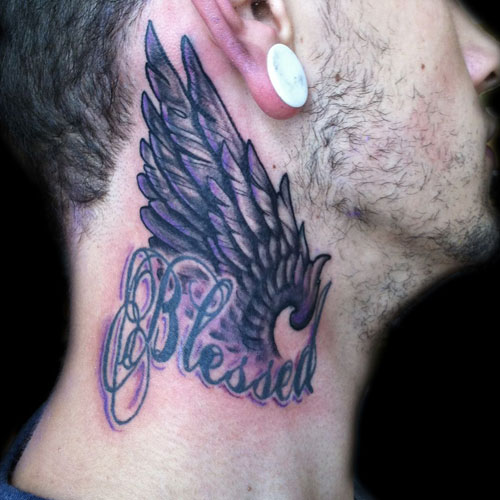 Angel Wings Neck Tattoo
