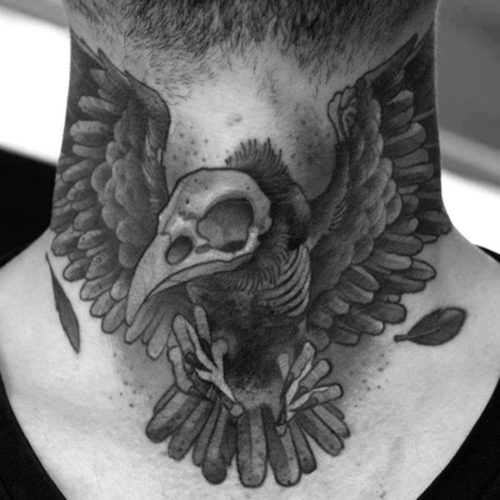 Black and Grey Neck Tattoos