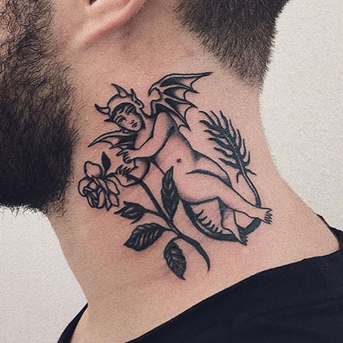 Devil and Angel Neck Tattoo