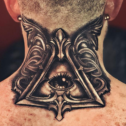 Eye Back of Neck Tattoo