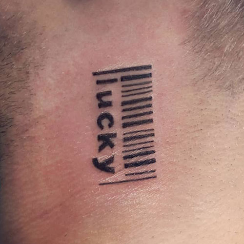 Barcode Neck Tattoo For Guys