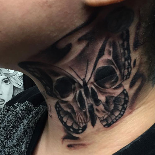 Badass Skull Neck Tattoos For Men 