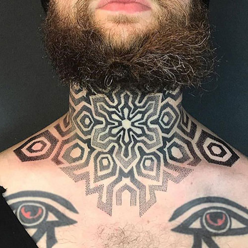 Unique Pattern Neck Tattoo Designs For Guys
