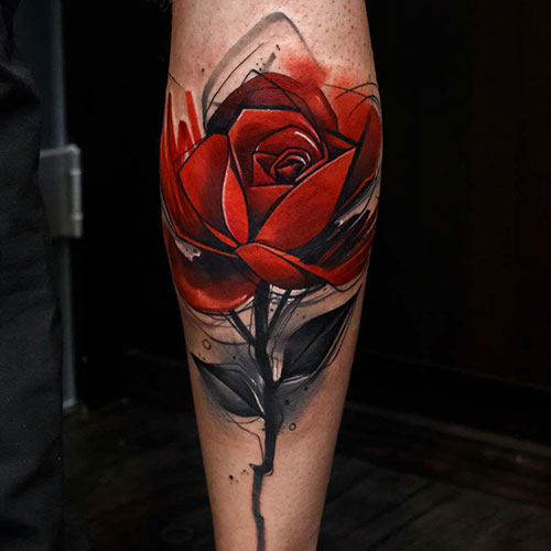 Black and Red Rose Tattoo