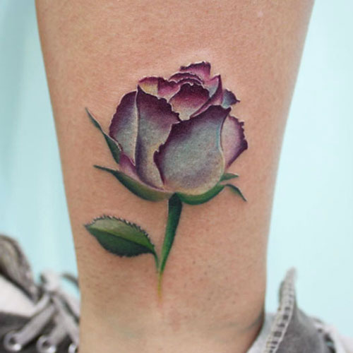 Simple Purple Rose Tattoo