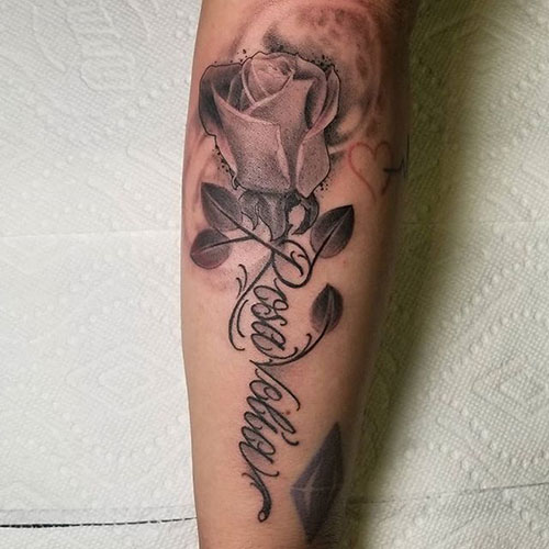 Rose and Name Tattoo