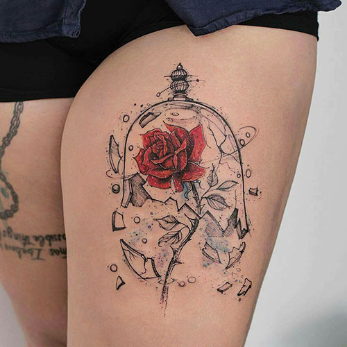 Beauty and the Beast Rose Tattoo