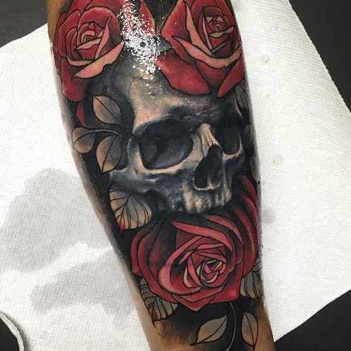 Skull and Rose Tattoo