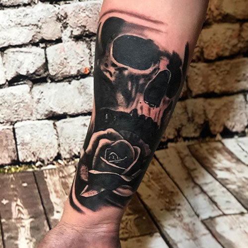 Skull and Rose Tattoo Design Ideas