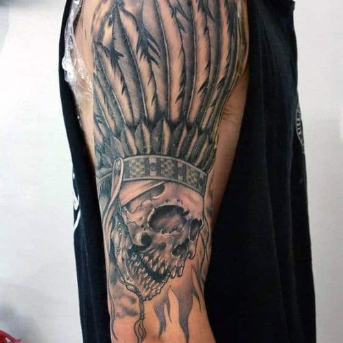 Skull Feather Tattoo Design Ideas