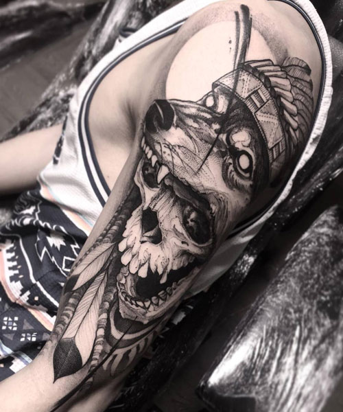 Wolf Skull Tattoo Design Ideas