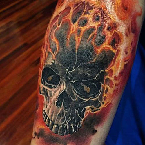 Flaming Skull Tattoo