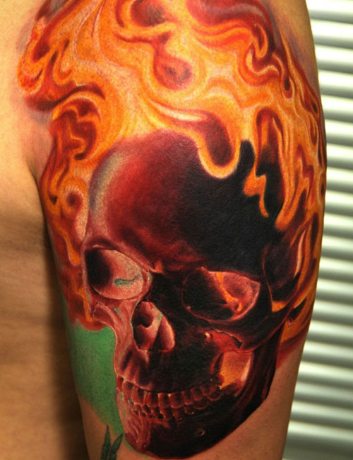Flaming Skull Tattoo Design Ideas