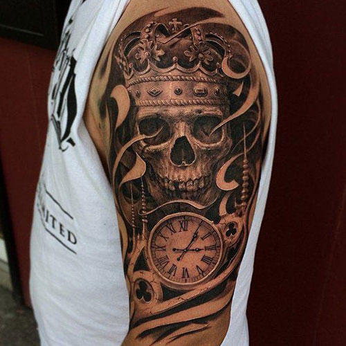 Skull with Crown Tattoo Design Ideas
