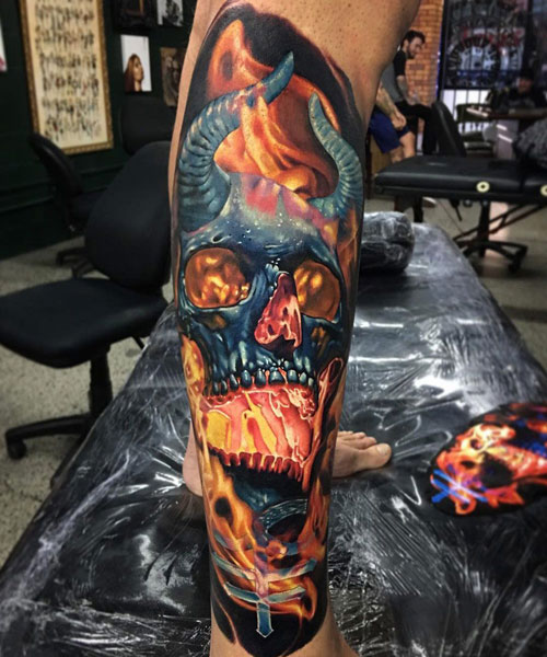 Demon Skull Tattoo