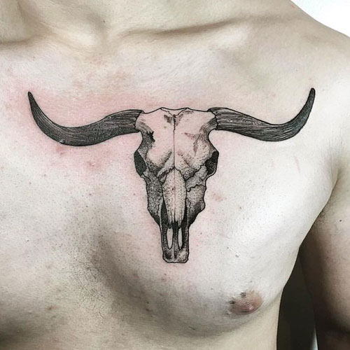 Longhorn Skull Tattoo