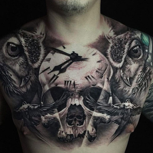 Skull and Owl Tattoo Design Ideas