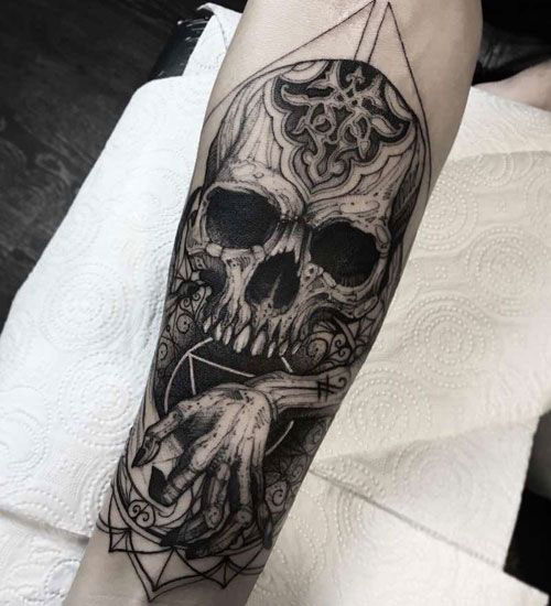 Forearm Skull Tattoo