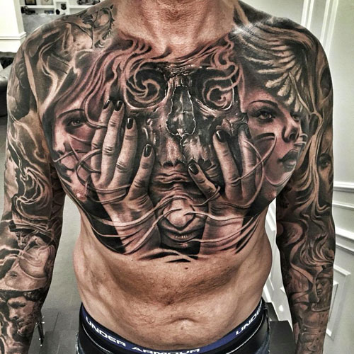 Skull Chest Tattoo