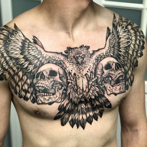 Skull Chest Tattoo Design Ideas