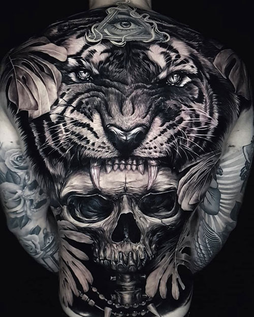Skull Back Tattoo Design Ideas