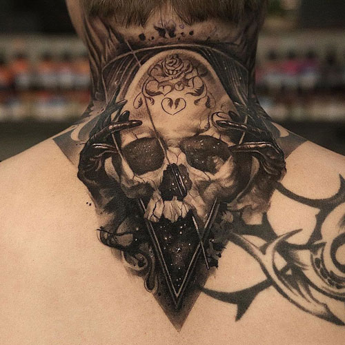 Skull Neck Tattoo