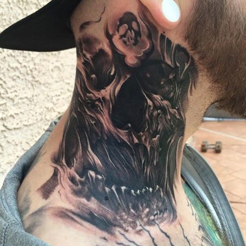 Skull Neck Tattoo Design Ideas