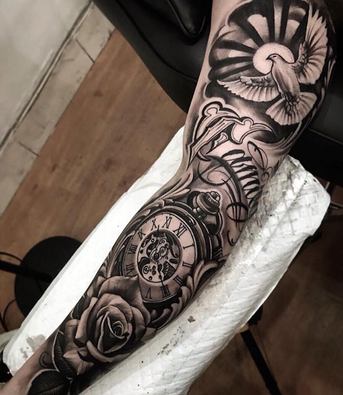 Amazing Black and White Full Sleeve Tattoo Ideas