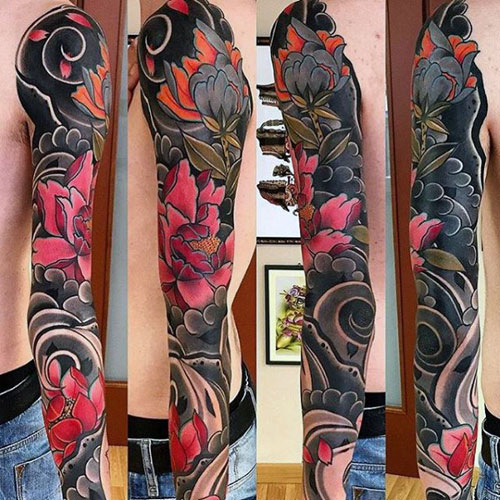 Colorful Japanese Full Sleeve Tattoos For Guys