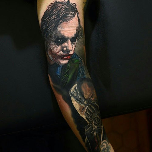 Badass Joker and Bane Full Sleeve Tattoo Ideas