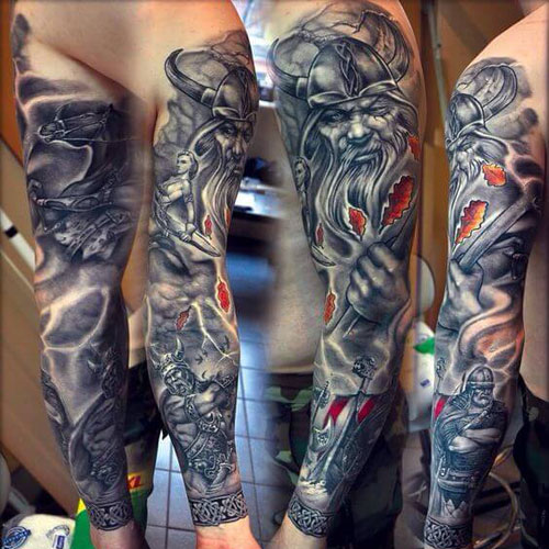 Cool Viking Full Sleeve Tattoo Designs For Guys