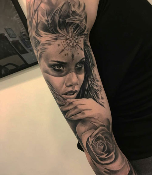 Badass Full Sleeve Portrait Tattoos For Men