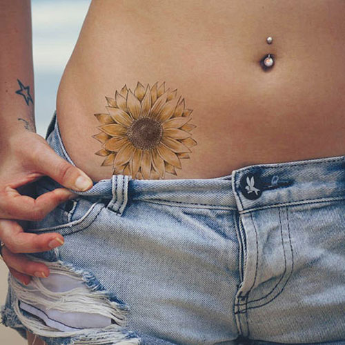 Sunflower Hip Tattoo