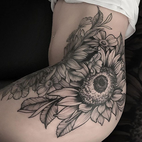 Hip Sunflower Tattoo