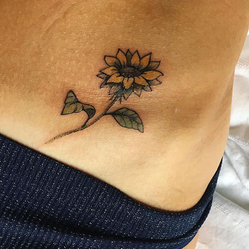 Best Sunflower Hip Tattoo