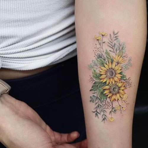 Best Sunflower Forearm Tattoo