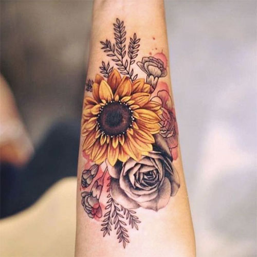 Forearm Sunflower Tattoo