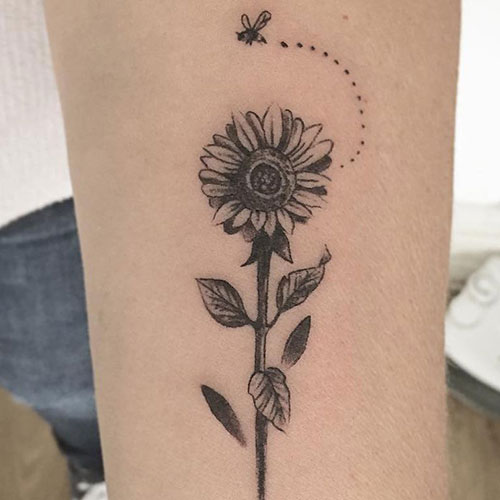 Cute Forearm Sunflower Tattoo Design Ideas