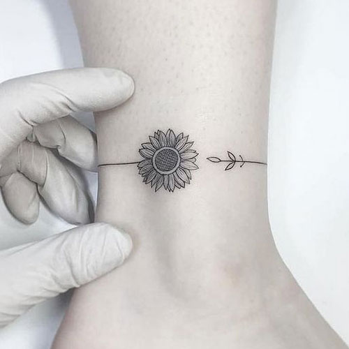 Anklet Sunflower Tattoo
