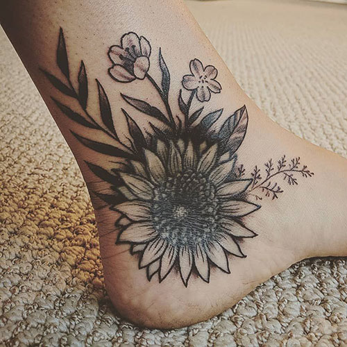 Sunflower Ankle Tattoo