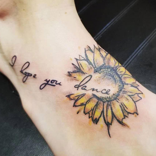 Foot Sunflower Tattoo