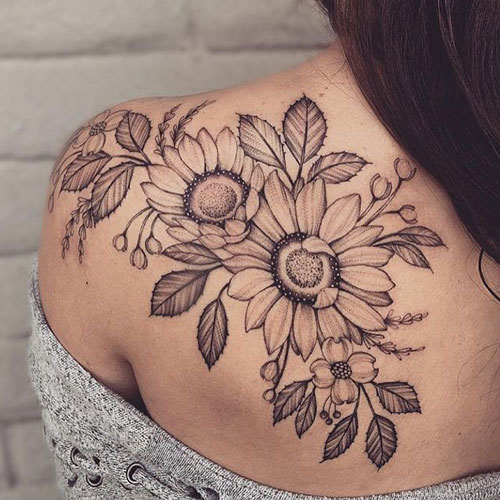 Sunflower Vine Back Tattoo