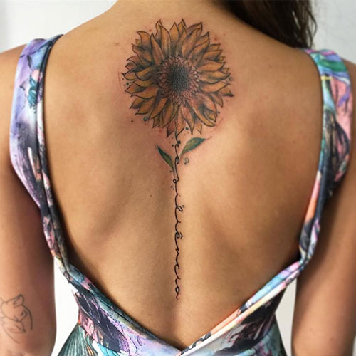 Sunflower Spine Tattoo