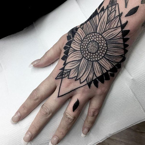 Hand Sunflower Tattoo