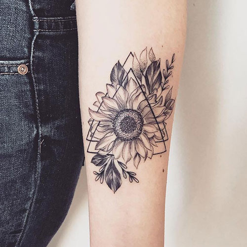 Sunflower Black and White Tattoo Ideas