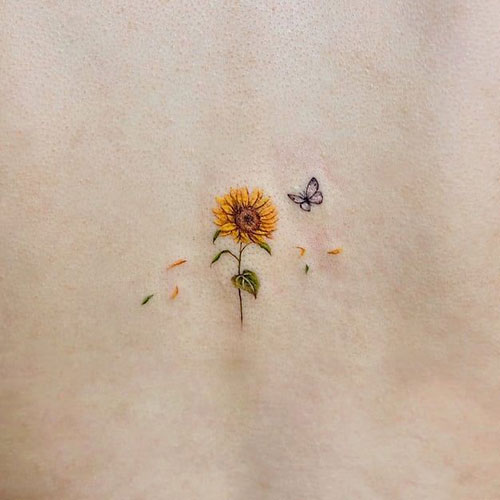 Adorable Small Sunflower Tattoo